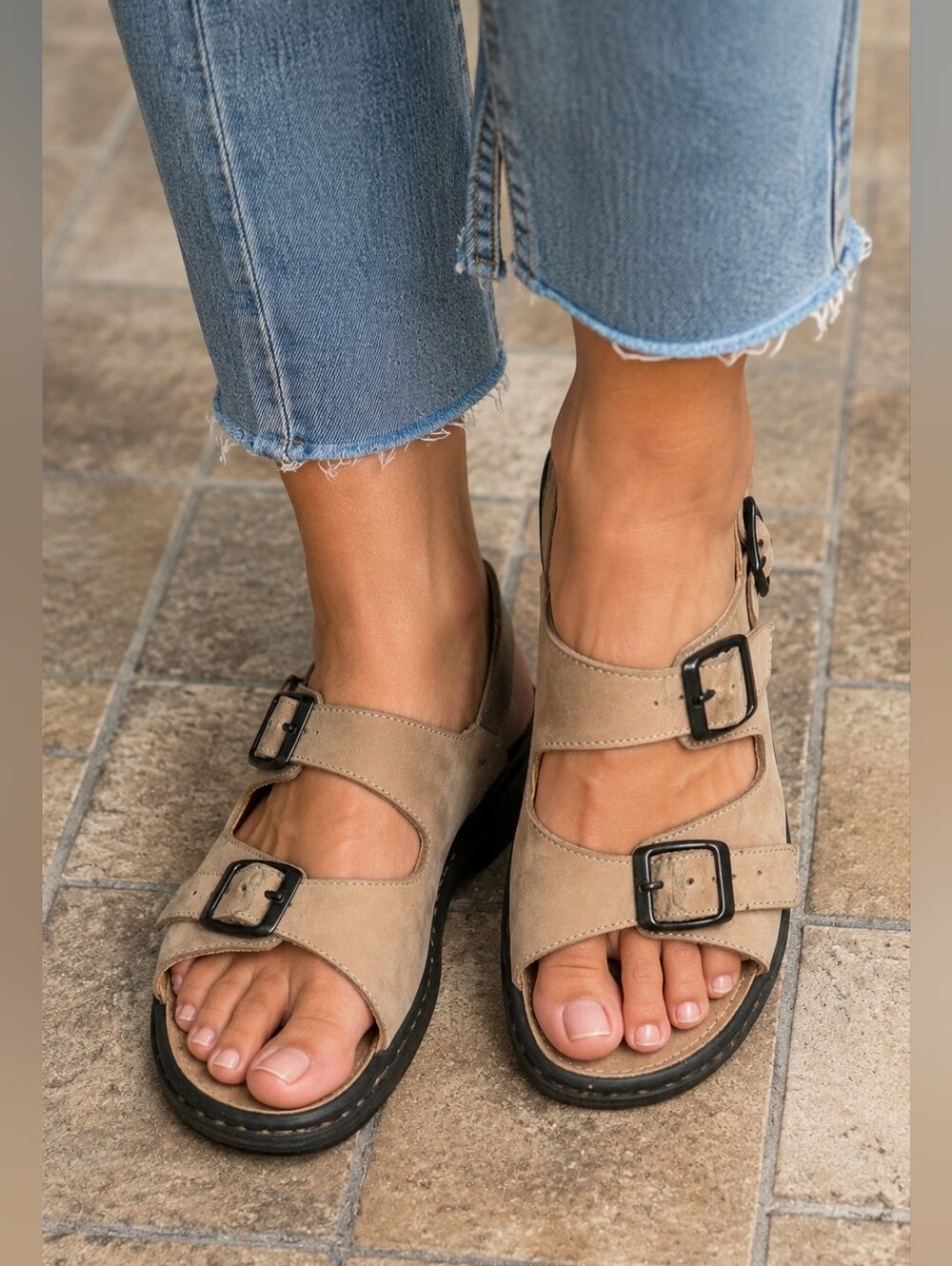 Romika Leather Comfort Sandals Triple Buckle Wedge EU 38